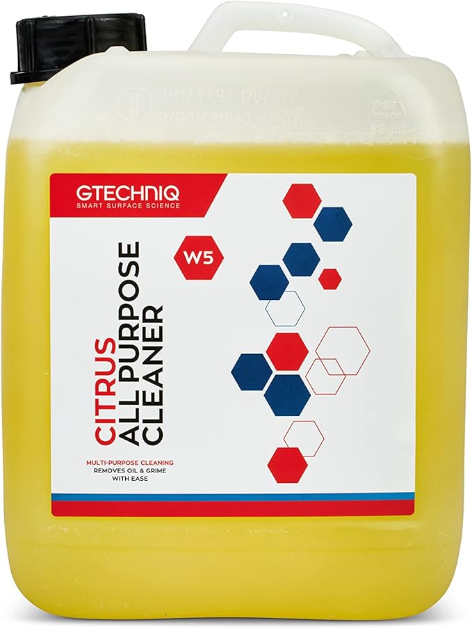 Gtechniq - W5 Citrus All Purpose Cleaner - Removes Oil and Grime with Ease; Does Not Damage Wax or Coatings; Use on Engine Bays or Carpet Stains to Remove Grease (5 Liters)