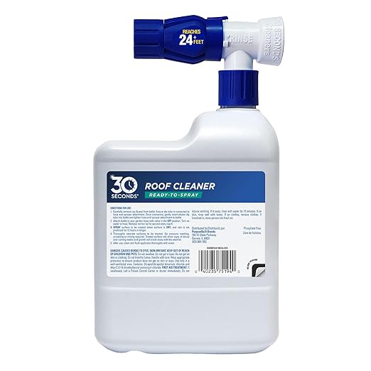 30 SECONDS Roof Cleaner & Protector with Hose End Sprayer - Lifts Stubborn Stains from Dirt, Moss, Mold, Algae & Lichen