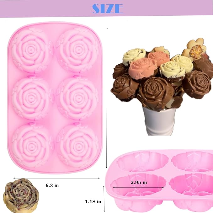 Soap Molds Silicone Shapes-3PCS 6 Cavities Flower Soap Mold,Silicone Molds for Soap Bath Bombs Shower Steamer Lotion Bars