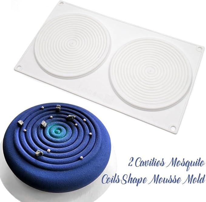 Round Spiral Shaped Cake Silicone Baking Mold DIY Spiral Silicone Candy Mould (Round Spiral B_11.88 X6.84X 0.36 inch)