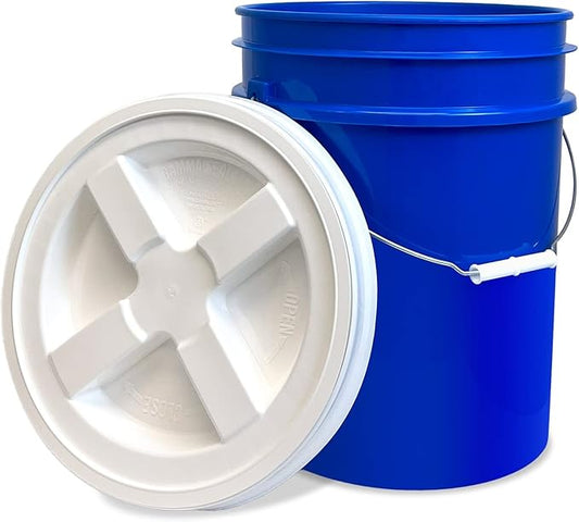 ePackageSupply 5 Gallon White Bucket with Gamma Seal Screw on Airtight Lid | Made in USA | Food Grade | Heavy-Duty | Durable 90 Mil All Purpose Pail | Easy Stack and Store | BPA Free (3 Count), Blue