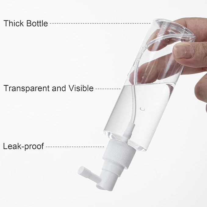 Yebeauty 100ml Portable Spray Bottles Small Plastic Empty Fine Mist with Tight Cap and Long Mouth Clear 3.3oz TSA Approved Travel Size Spray Atomizer for Plants Perfumes Cleaning Mouthwash, 2 Pack