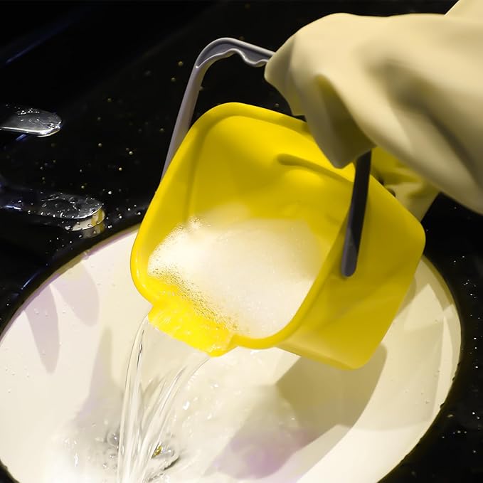 Roshtia 6 Pcs 3 Quart Cleaning Bucket Small Sanitizing Square Bucket Detergent Pail for Home Commercial Restaurant Kitchen Office School (Yellow)