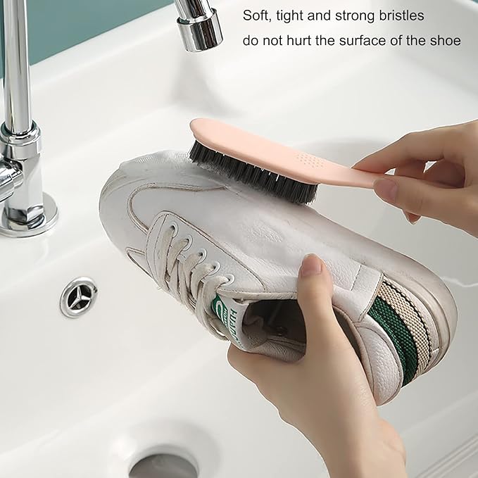 Household Cleaning Brush Soft Bristle Laundry Brush Shoe Stain Remover Brush Comfort Grip Nylon Brushes for Fabric Clothes Carpet Floor Pack of 2 Shoes Cleaner Brush, Blue and Gray