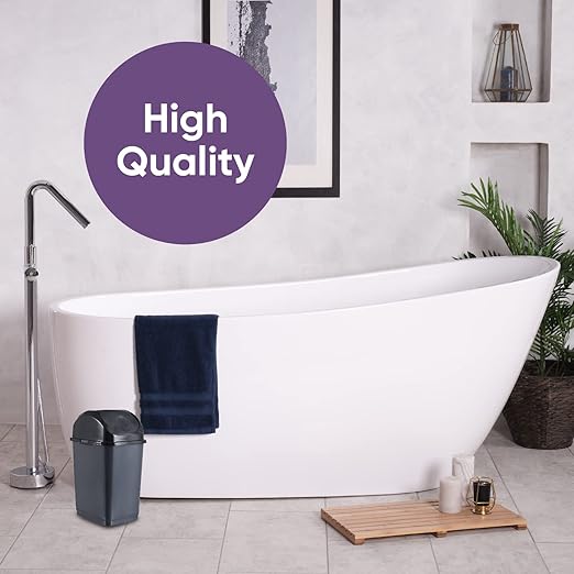 Superio Mini Desktop Trash Can with Swing Top Lid Portable Plastic Garbage Can for Countertop, Desktop, Make up Vanity, Bathroom, Car, Under Sink, Dorm Compact Waste Bin 5 L 1.25 Gal (2, Grey)