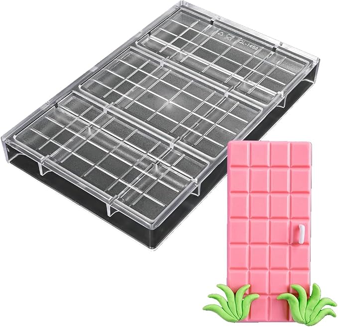 TUKE Chocolate Bar Hard Polycarbonate Chocolate Mold 3 Cavity PC Candy Mould for Easter, Halloween, Christmas - Food-Grade, Durable, Non-Stick, Easy Release (A_ Rectangle)