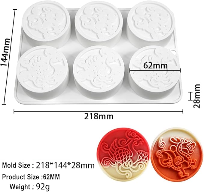 TUKE Silicone Mold Dragon and Phoenix Non-Stick Food Grade Silicone Molds for Chocolate, Candy, Jelly, Ice Cube, Cupcake Baking Mould, Muffin Pan (Dragon Phoenix G)