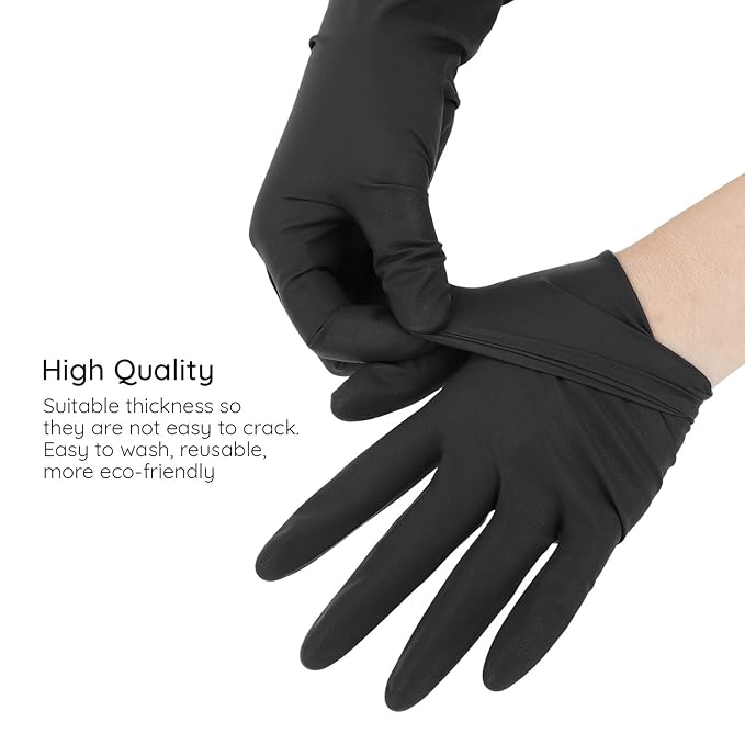 Segbeauty Dye Gloves for Hair, 20 Counts Black Reusable Hair Color Gloves Professional Washable Rubber Glove Hair Coloring Accessories for Home Cleaning Hair Dye Salon Highlighting - Large