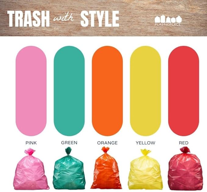 Plasticplace 40-45 Gallon Trash Bags │ 1.2 Mil │ Green Garbage Can Liners │ 40” x 46” (100 Count)