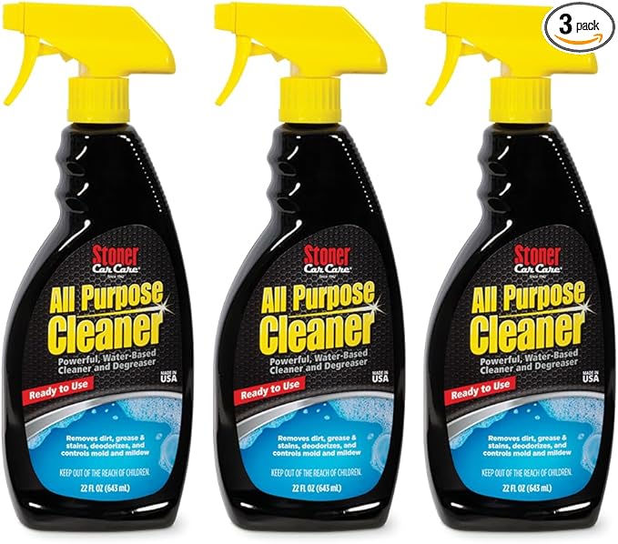 Stoner Car Care 92694-3PK All Purpose Cleaner Powerful Water-Based Cleaner and Degreaser, Easily Removes Dirt, Grease, Stains, and More, Multi-Purpose, Multi-Surface, Ready to Use, 22 Fl Oz, Pack of 3