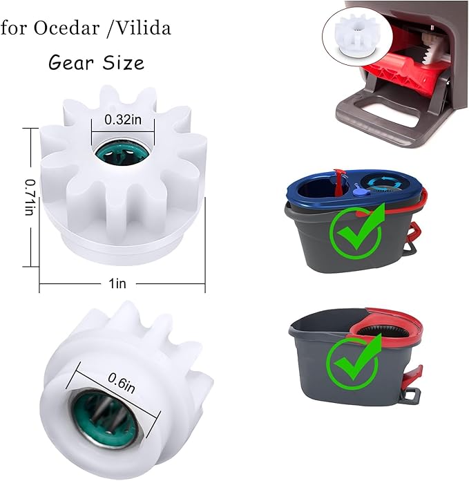 YWSH 2 Pack Spin Mop Bucket Gear Easy Mop Pedal Broom Bearing Gears Repair Compatible with Ocedar Vilida, One Way Clutch Bearing Bucket Gear Sprockets for Spin Mop Buckets