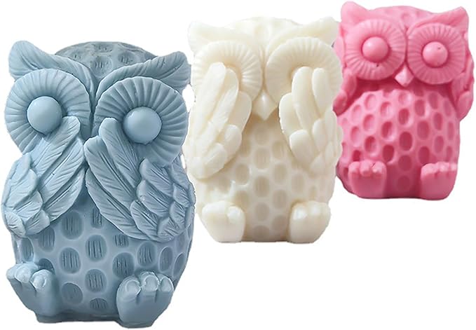 3D Owl Molds Nighthawk Mold Owl Candle - Resin Casting Silicone Molds for Home Decor & Candle Making Wave Spiral Mold