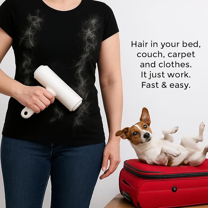Pet Hair Removal Tool and Lint Roller – Reusable Cleaner - Dog and Cat Fur Remover Rollers on Laundry Clothes Furniture Couch Carpet Car Seat - Upgrade of Common Broom Rake Glove and Brushes
