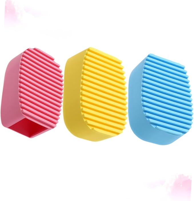 3pcs Mini Handheld Washboard Candy Silicone Laundry Brush for Stains and Spots Cleaning for Cuffs Collars Socks and More Yellow