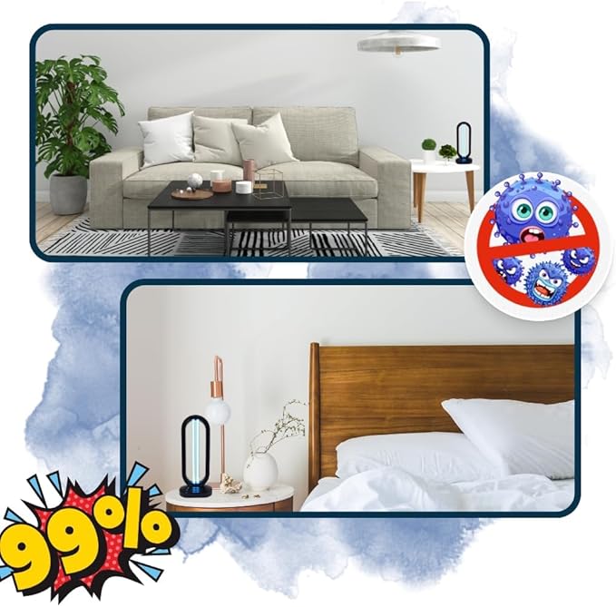 UVLIZER Tower - UV Light Sanitizer & Ultraviolet LED Lamp (UV-C Cleaner for Home, Office, Room | UVC Disinfection Lamp | Kill 99% of Germs, Bacteria, Virus, Mold, Dust Mites | USA)