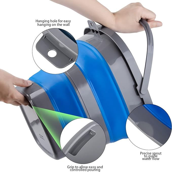 3 Pack Collapsible Bucket with 1.32 Gallon (5L) Each, Small Plastic Bucket for Sand or Beach, Portable Water Tub for Cleaning, Fishing Water Pail