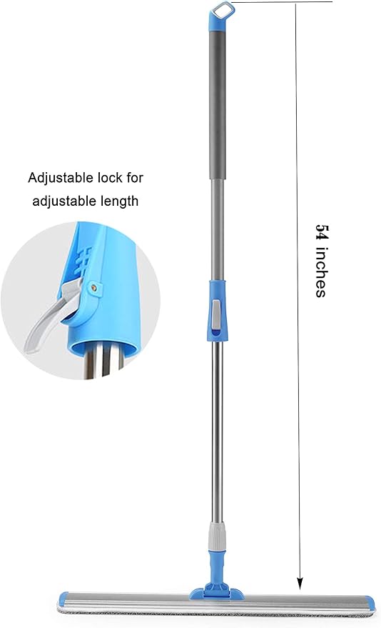 Microfiber Wet Mops 24 in Heavy Duty Flat Floor Mop Adjustable Handle with 4 Washable Mop Clothes