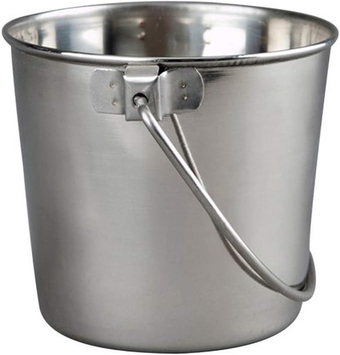 Advance Pet Products 1 Quart Heavy Duty Stainless Steel Round Bucket | Durable Food & Water Pail for Dogs, Cats, Kennels, Cages and Critter Crates | Multi-Purpose Bucket
