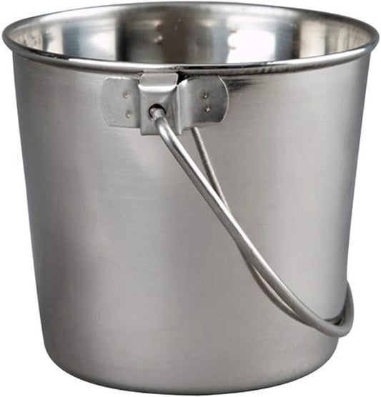 Advance Pet Products 1 Quart Heavy Duty Stainless Steel Round Bucket | Durable Food & Water Pail for Dogs, Cats, Kennels, Cages and Critter Crates | Multi-Purpose Bucket