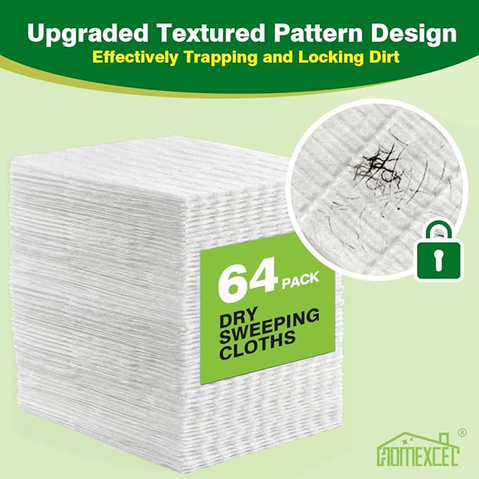 HOMEXCEL Dry Sweeping Cloths Pads Compatible with Swiffer Sweeper, Disposable Duster Refills Mop Pads for Floor Mopping and Cleaning, 64 Count-8 " x 10.4 " Pads Refills-Not Include The Mop