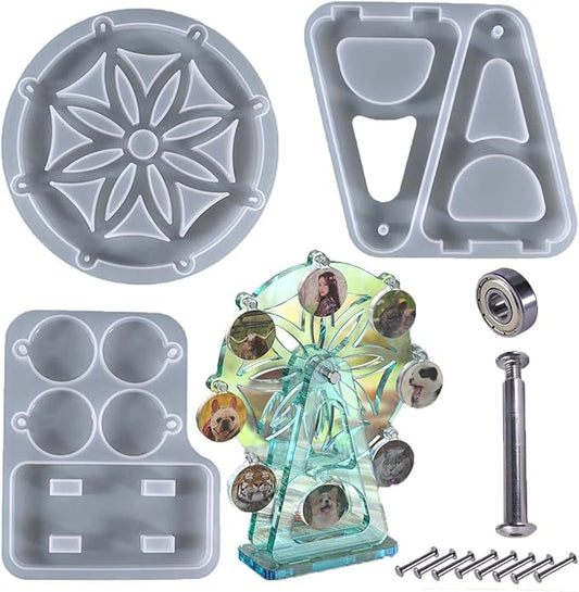 Ferris Wheel Resin Mold Set - Silicone Mold for Resin, Cake Decorating, Coasters, Desktop Decoration