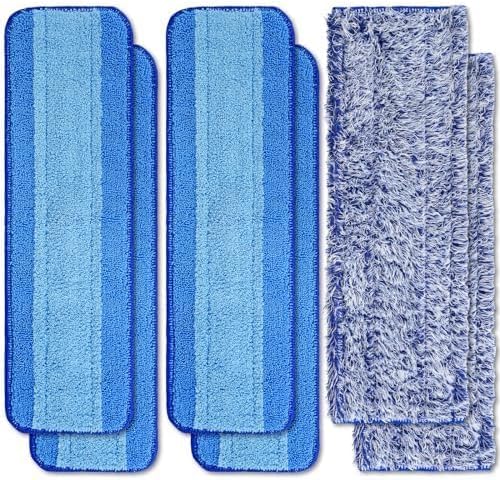 6 Pack Microfiber Cleaning Pads for Mop Hardwood Floor Cleaner Mop Replacement,Deep Microfiber Cleaning Pad Dusting Pad Wet Mop Dry Dust Mop Cleaner (Blue)