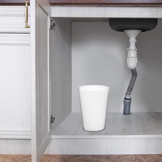 Mini Waste Basket - Pack of 2 Durable Small Plastic Garbage Trash Can Bin - Lidless Open-Top Rectangular Slim Profile for Compact Spaces - Suitable for Home, Bathroom, Office, Bedroom & More, White