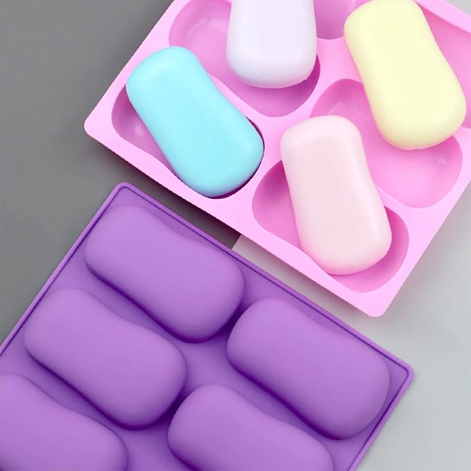 2 Pack Oval Silicone Soap Molds，6 Cavity Soap Molds for Soap Making Silicone Molds for Soap Bath Bombs Shower Steamer Lotion Bars