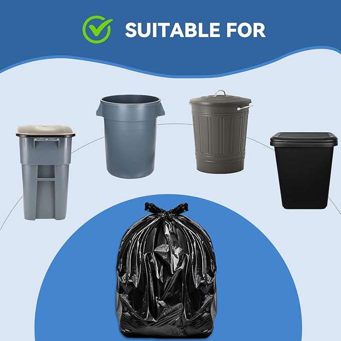 40-45 Gallon Trash Bags,Large Black Trash Bags,Heavy Duty Plastic Garbage Bags for Household Office Restaurant (Black, 50 Count(39 x 47"))