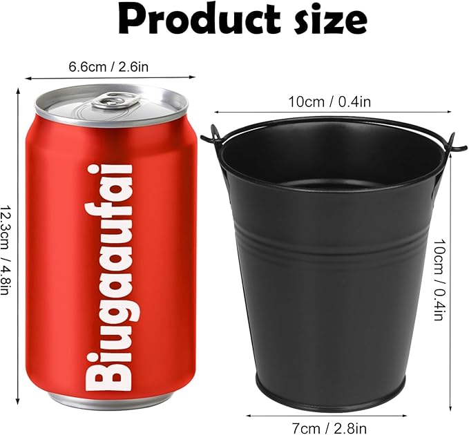 22 Pack 4 Inch Black Mini Metal Bucket, Elegant Galvanized Buckets with Handles, Tin Buckets, Small Iron Bucket, Mini Metal Pail for Party Favors, Crafts, Garden & Beach