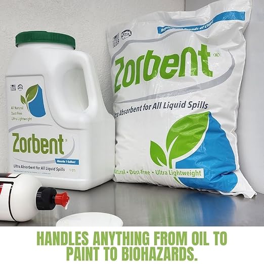 Zorbent Liquid Spill Cleanup 10 Quart Bag | 16X More Absorbent for Grease, Oil, Blood – Reusable for Floor, Carpet, Pet Accident, or Biohazard Mess – Fast Acting, Lightweight, Non-Toxic