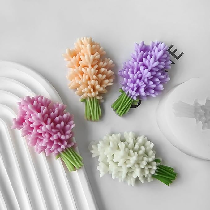 3D Flower Bouquet Candle Soap Silicone Molds Fondant Chocolate Candy Cake Decorating Mould Resin Clay Baking Pastry Tools (Lavender)