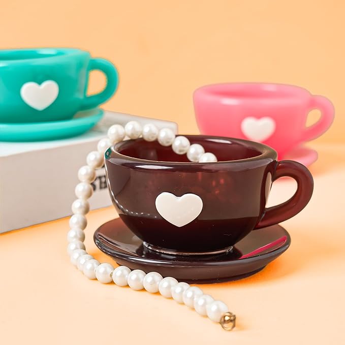 Resin Molds Coffee Cup with Saucer Silicone Mold for Resin Epoxy Casting Candle Vessel Craft Mould Jewelry Container Coaster Tray Candlestick Concrete Plaster Art Teacup Molds DIY Valentine's Day Gift