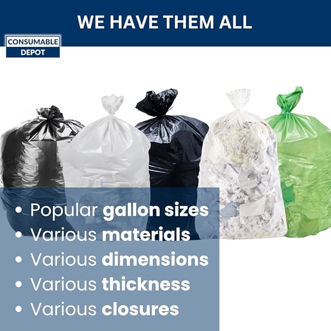 60 Gal Trash Bags | 200 Count | 38" X 60" Black Extra-Large Garbage Bags for Outdoor Use