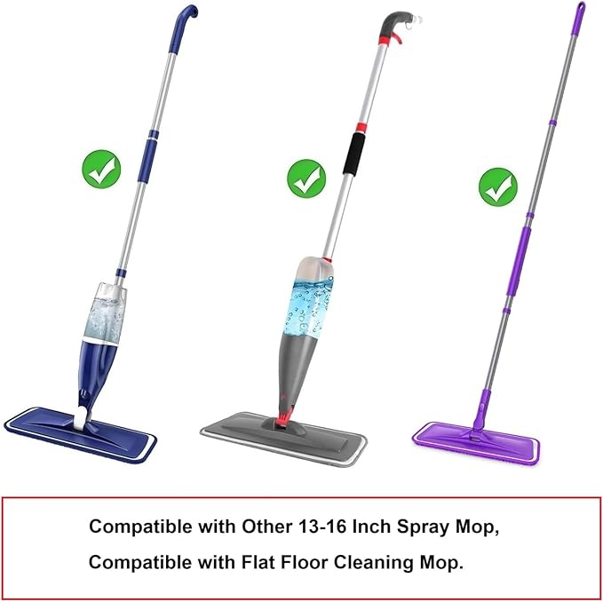 10 Pcs Reusable Mop Pads,16.5 Inch Microfiber Wet Dry Floor Clean Mop Pad Refill Compatible with Swiffer PowerMop Bona Mop & Other 13-16 Inch Spray Mop