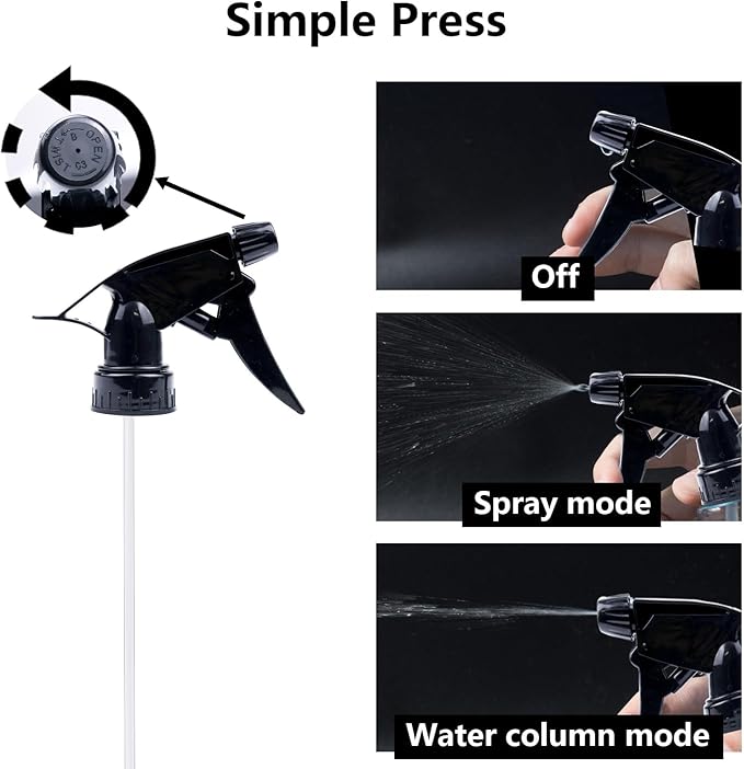 6pcs Spray Bottle Replacement Nozzle Mist Spray & Stream Sprayer Reusable with Tube Tops Fit Standard 28/400 Neck Bottles for Kitchen, Garden and Office Cleaning Supplies