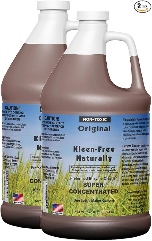 Naturally Preformed Enzyme Cleaner, Enzyme Solution, Multi-Purpose Cleaner, Laundry Additive and More - Concentrate - Original Scent - 128oz (1 Gallon) - Pack of 2