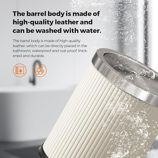 Bathroom Trash can with lid,Flip Lid Trash Can for Bedroom,Hide The Garbage Bag,Medium Garbage Can for Living Room,Hotel,(15L-White-Silver)