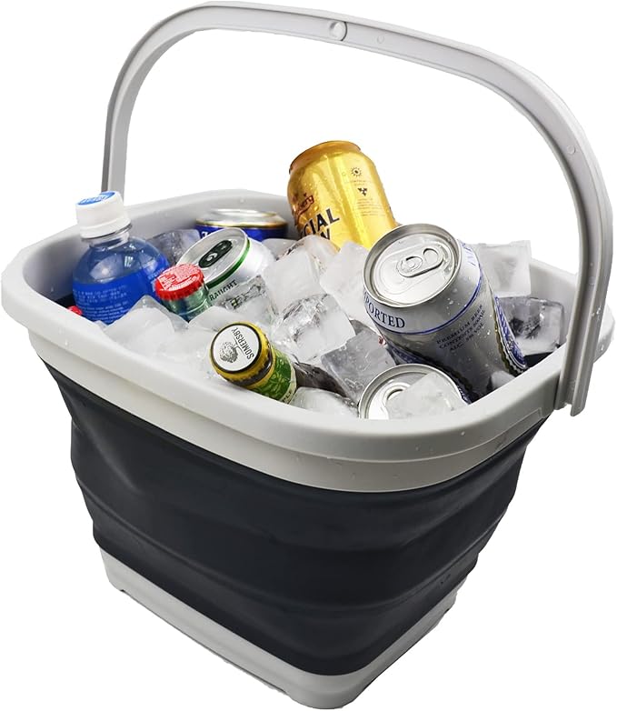 SAMMART 11L (2.9 Gallon) Collapsible Rectangular Handy Bucket (1, Grey/Slate Grey)