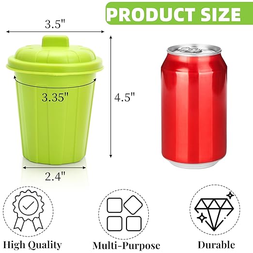 Goaste 20 Pack Mini Desk Trash Can, 10 OZ Small Plastic Garbage Bin with Lid, Tabletop Round Waste Basket, Cute Pen Pencil Holder Organizer for Home, Office, School, Vanity, Car (Assorted Colors)