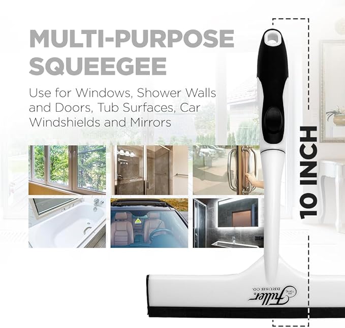 Fuller Brush Easy Grip Handheld Squeegee - for Shower Walls, Doors, Tub Surfaces, Windows, Mirrors & Vehicle Windshields - ThermoPlastic Rubber Blade - Comfort Grip Handle with Built-in Finger Groove