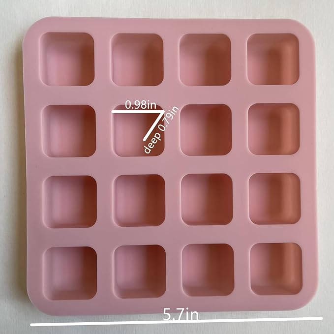 Cube Silicone Molds,3D Square Shape Silicone Cake Baking Mold for Candy, Chocolate,Truffle, Jelly, Cookie, Pudding, Ice Making, Cake Decor, Muffin, Loaf, Brownie, Cornbread and DIY, 16-Cavity