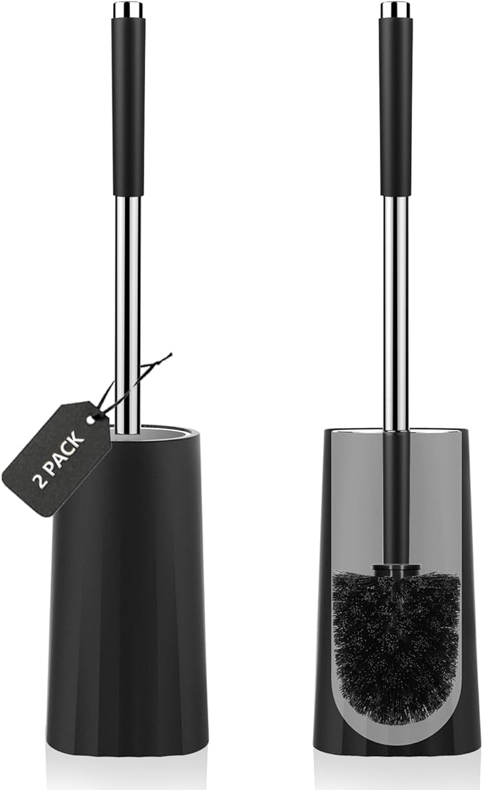 SetSail Toilet Brush, Compact Size Toilet Bowl Brush and Holder Toilet Brushes for Bathroom with Stainless Steel Handle Toilet Cleaner Brush with Durable Scrubbing Bristles, 2 Packs