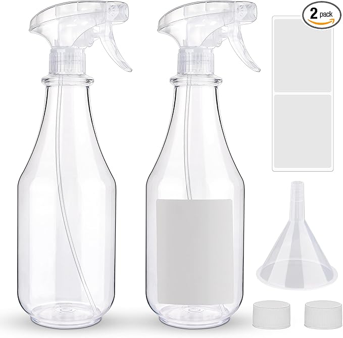 Plastic Spray Bottles Empty Spray Bottle 28.4oz Heavy Duty Spraying Bottles Mist/Stream Water Bottle for Cleaning Solutions, Plants, Pet, Essential Oils, Hair (Clear2)