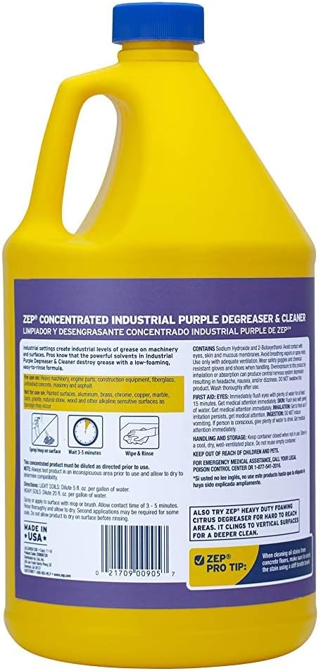 Zep Industrial Purple Cleaner and Degreaser Concentrate - 1 Gallon (Case of 4) R45810 Most Powerful Deep Cleaning Formula