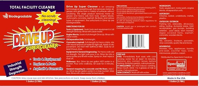 Concentrated Degreaser 1 x 1 gal, Multi Surface, Safe Degreaser, Remove Motor Oil from Concrete, Industrial Strength