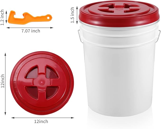 4 Pieces 5 Gallon Bucket Lid with Bucket Lid Opener,Plastic Storage Bucket Leak-Proof Screw Seal Lids,Pet Food Storage Container Lid for Home Paint Storage Buckets