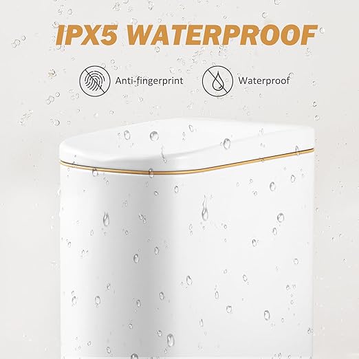 ELPHECO Bathroom Trash Can with Lid Soft Close, 3.5 Gallon / 13.5 Litre Stainless Steel Pedel Garbage Can with Removable Inner Bucket, Wastebasket for Bathroom, Office, Bedroom, Matte White