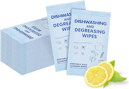 Portable Cleaning Wipes, 200 Count Dish Soap Disposable Wipes, Individually Wrapped Dish Wipe for Travel and Camping Quick Cleaningups