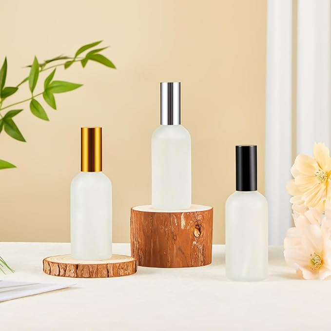 Tessco for you 20 Pcs 3.4 oz/100 ml Glass Spray Bottles Empty Perfume Atomizer Refillable Clear Decorative Empty Bottles with Fine Mist Sprayer Pump for Face Body Travel(Silver, Gold)